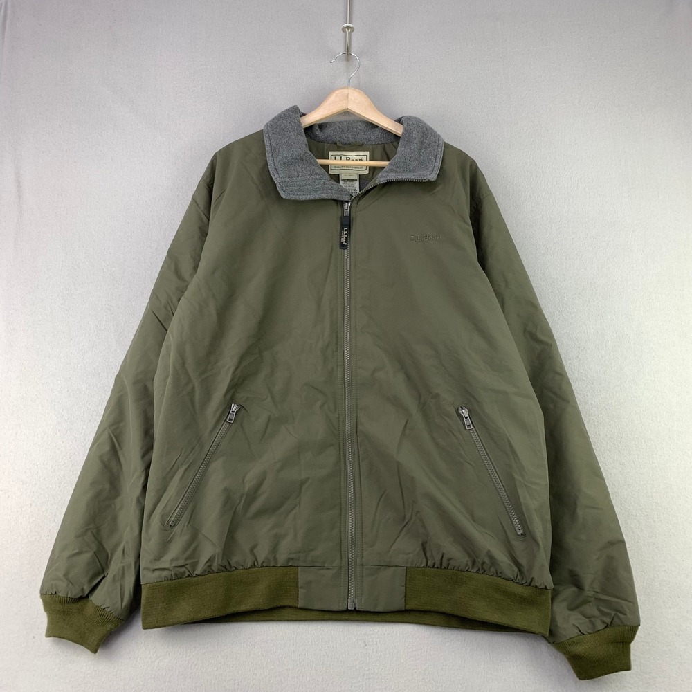 Vintage LL Bean Warm Up Jacket Mens XL Tall Olive Green Fleece Lined Full-Zip
